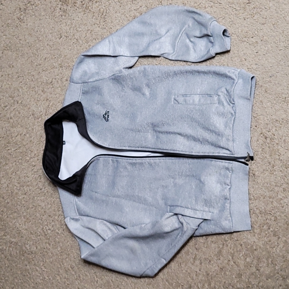Zip up sweatshirt.